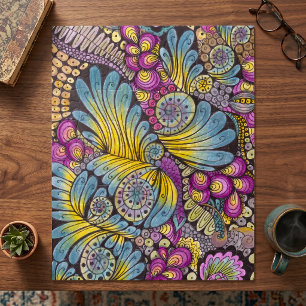 Lebendige abstrakte Gekritzel-Swirls farbenfrohes Puzzle