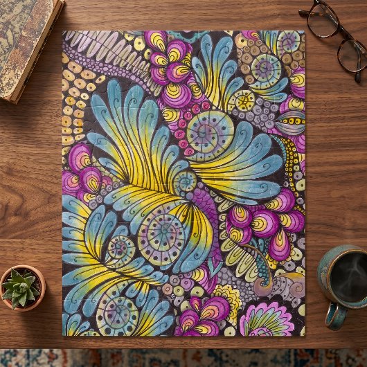 Lebendige abstrakte Gekritzel-Swirls farbenfrohes Puzzle