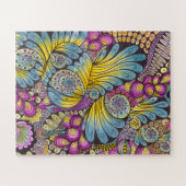 Lebendige abstrakte Gekritzel-Swirls farbenfrohes Puzzle (Horizontal)