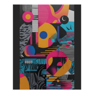 Lebendige abstrakte Geometrie Glitch Pop Chaos Des Poster