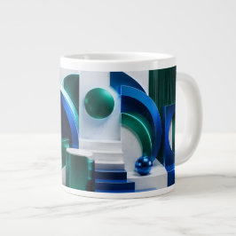 Lebendige abstrakte geometrische Formen Blau und T Jumbo-Tasse