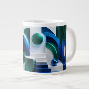Lebendige abstrakte geometrische Formen Blau und T Jumbo-Tasse