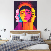 Lebendige abstrakte geometrische Köpfe Leinwanddruck (Insitu (Schlafzimmer))