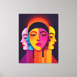 Lebendige abstrakte geometrische Köpfe Leinwanddruck