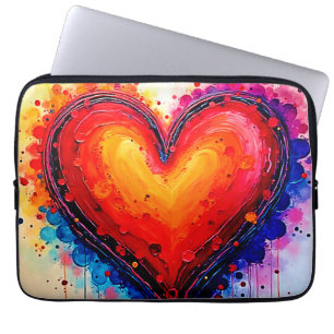 Lebendige abstrakte Herz-Spritzkunst Laptopschutzhülle