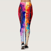 Lebendige abstrakte Herz-Spritzkunst Leggings (Rückseite)
