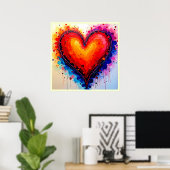 Lebendige abstrakte Herz-Spritzkunst Poster (Heimbüro)