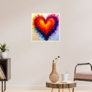 Lebendige abstrakte Herz-Spritzkunst Poster