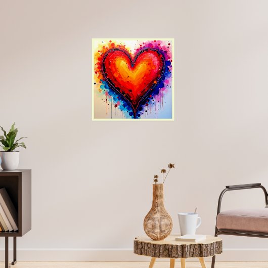 Lebendige abstrakte Herz-Spritzkunst Poster (Wohnzimmer 3)