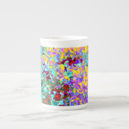 Lebendige abstrakte Kunsttasse – Türkis Gelb Magen Porzellantasse