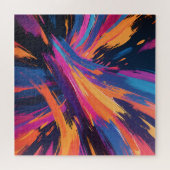 Lebendige abstrakte Pinselstriche Farbexplosion Puzzle (Horizontal)