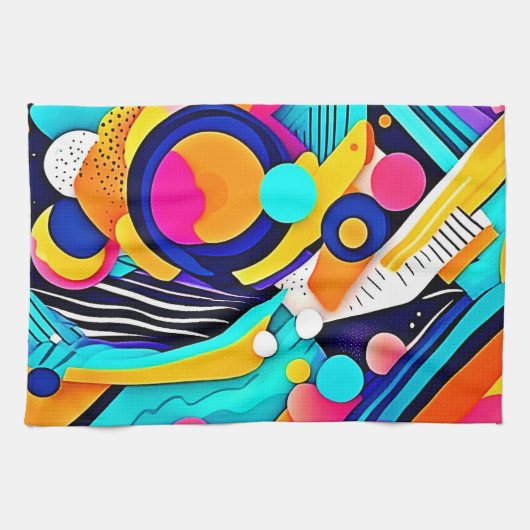 Lebendige abstrakte Pop-Art Geschirrtuch (Horizontal)
