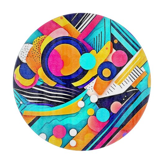 Lebendige abstrakte Pop-Art Schneidebrett (Vorderseite)