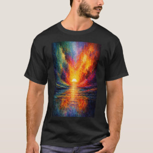Lebendige abstrakte Sonnenuntergangsreflexion T-Shirt