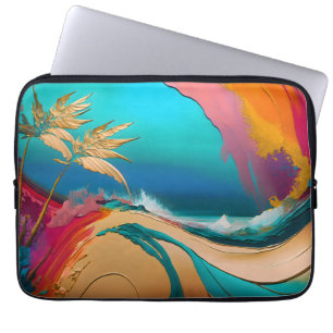 Lebendige abstrakte tropische Strandszene Laptopschutzhülle