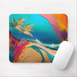 Lebendige abstrakte tropische Strandszene Mousepad