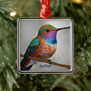 Lebendige Allen-Kolibri-Malerei Ornament Aus Metall