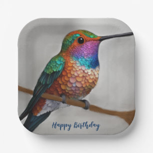 Lebendige Allen-Kolibri-Malerei Pappteller