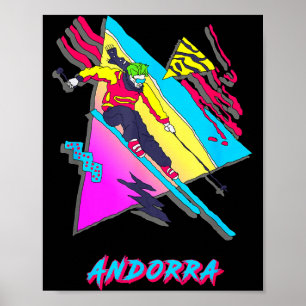 Lebendige Andorra-Ski-Abenteuergrafik Poster