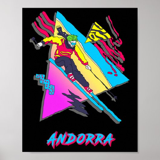 Lebendige Andorra-Ski-Abenteuergrafik Poster (Vorne)