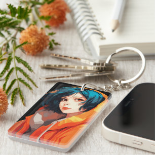 Lebendige Anime-Schönheit Schlüsselanhänger