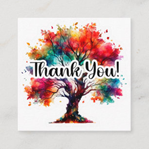 Lebendige Aquarell-Baum-Dankeschön Geschäftskarte Begleitkarte