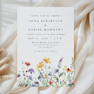 Lebendige Aquarell-Blumen-Hochzeitseinladung Einladung