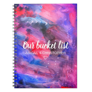 Lebendige Aquarell-Erinnerung an die Bucket List u Notizblock