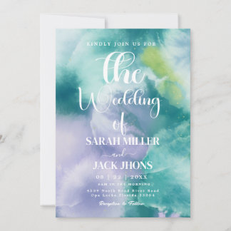 Lebendige Aquarell-Hochzeitseinladung Einladung