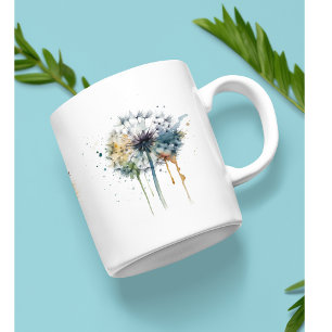 Lebendige Aquarell-Löwenzahn-Serie Künstlerisch Kaffeetasse