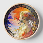 Lebendige Aquarell-Mädchen-Wanduhr Uhr (Vorderseite)