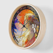 Lebendige Aquarell-Mädchen-Wanduhr Uhr (Winkel)