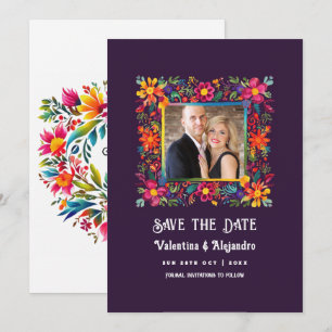 Lebendige Aquarell-Mexikanische Fiesta-Hochzeit Save The Date