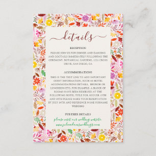 Lebendige Aquarell Sommer-Tulpen-Blumen-Hochzeit Begleitkarte