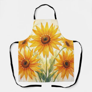 Lebendige Aquarell-Sonnenblumen Gelb Orange floral Schürze