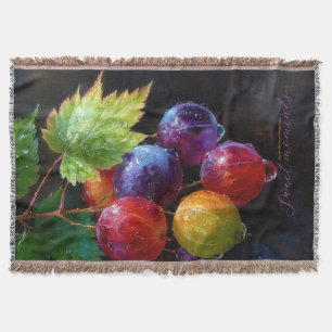 Lebendige Aquarell-Trauben und Tautropfen Decke