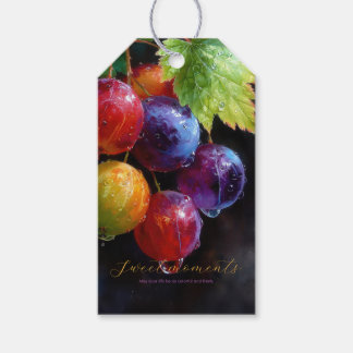 Lebendige Aquarell-Trauben und Tautropfen Geschenkanhänger