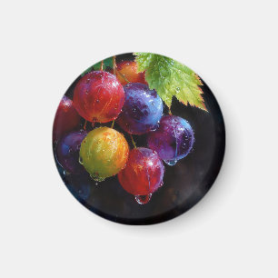 Lebendige Aquarell-Trauben und Tautropfen Magnet