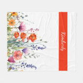 Lebendige Aquarell-Wildblumen personalisiert Fleecedecke (Vorderseite (Horizontal))