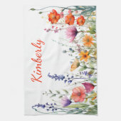 Lebendige Aquarell-Wildblumen Personalisiert Geschirrtuch (Vertikal)