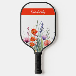 Lebendige Aquarell-Wildblumen Personalisiert Pickleball Schläger