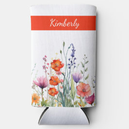 Lebendige Aquarell-Wildblumen Personalisiert Selters Dosenkühler