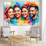 Lebendige Aquarellfarben - Diverse Menschen sehen  Poster<br><div class="desc">Lebhafte Aquarellkunst Pop Gemälde verschiedener Gesichter,  die Freude und Glück ausdrücken.</div>