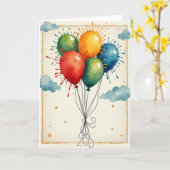 Lebendige aufsteigende Ballons Karte (Gelbe Blume)