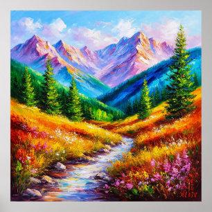 Lebendige Berglandschaft Beruhigende Dekoration