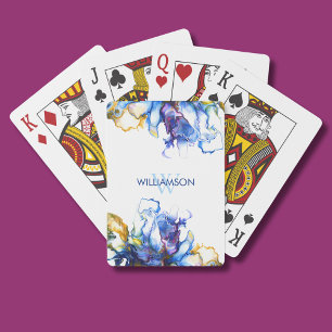 Lebendige Blaue Abstrakte Fluidkunst Spielkarten