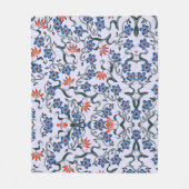 Lebendige blaue Blumenmuster mit grünen Reben Fleecedecke (Vorderseite)