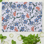 Lebendige blaue Blumenmuster mit grünen Reben Geschirrtuch (Gefaltet)