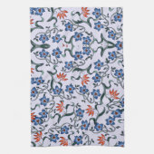 Lebendige blaue Blumenmuster mit grünen Reben Geschirrtuch (Vertikal)