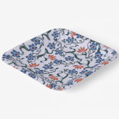 Lebendige blaue Blumenmuster mit grünen Reben Pappteller (Gewinkelt)
